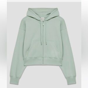 Aritzia Cozy Sweatfleece Boyfriend Boxy Zip Hoodie in Sage